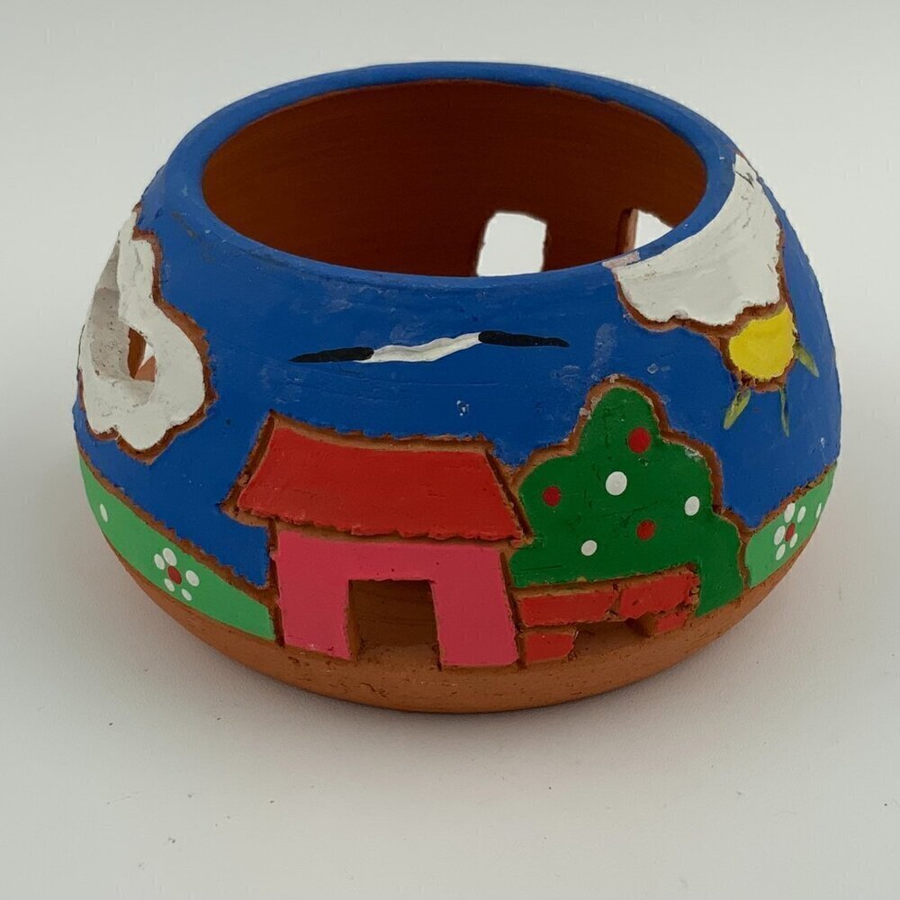 Signed Handmade Native American Pottery Candle Holder
